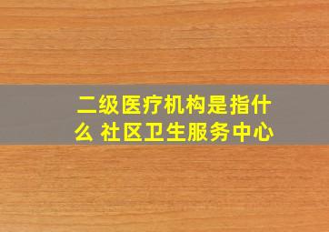 二级医疗机构是指什么 社区卫生服务中心